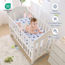 Wowelife Dinosaur Mini Crib Bedding Set for Boys Blue Premium 3-Piece Baby Bedding Sheet Set Dinosaurs Nursery Crib Set Crib Comforter Set Breathable and Soft for Baby by TinyTreasures Baby Boutique