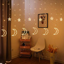 Dazzle Bright Ramadan Curtain String Lights, 138 LED 6.7ft x 3.2ft Warm White Star Moon 8 Lighting Modes Fairy Lights with Remote for Bedroom Wall, Wedding, Outdoor Party, Ramadan Decorations by GreenHaven Gardens