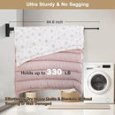 Bakala Clothes Drying Rack Foldable, Laundry Drying Rack Clothing Wall Mounted, Clothing Racks for Hanging Clothes, Heavy-duty Space Saving Hanger,Retractable,Expandable,Collapsible, 64" (Hooks,Black) by CozyNest Decor