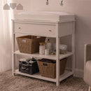 Milliard Nursery Dresser and Baby Changing Table with Storage & Removable Diaper Changing Top, White Modern Diaper Changing Station, Includes Spacious Drawer and Shelves, 18.5 x 35.5 x 40 inches by TinyTreasures Baby Boutique