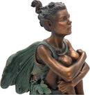 Copper Toned Fairy Holding Knees with Blue Accents Garden Statue, Whimsical Outdoor Decor, 13 Inches by CozyNest Decor