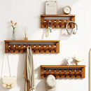Wall Mounted Piano Key Hanger | Flip Style Hook | Entrance Wall Art Hook, Made of Oak Wood (3 Times Painted, 4 Times Polished) (Tray Walnut, 10Hooks) by CozyNest Decor