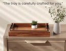 Acacia Wood Set of 2 Serving Tray with Metal Handles,Ottoman Decorative Trays Platter for Coffee Table,Living Room,Bar,Party by CozyNest Decor