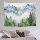 HZOHNAGO Mountain Tapestry Misty Green Forest Mountain Pattern Printed Wall Tapestry Wall Hanging for Bedroom Living Room Dorm 80" W x 60" H by CozyNest Decor