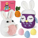 yhwsymgmho Crochet Kit for Beginners:2pcs Animals Crochet Starter Kits with Step-by-Step Video Tutorials,Easy Knitting Set for Adults Kids,DIY Crocheting Doll Gift(Bunny and owl) by TinyTreasures Baby Boutique