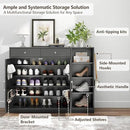 Loomie 5-Tier Shoe Cabinet with 4 Side Cubbies, Farmhouse Shoe Rack Cabinet with 6 Adjustable Shelves & 2 Drawers, Freestanding Shoe Storage Cabinet with 4 Brackets & 2 Hooks for Entryway (Black) by CozyNest Decor