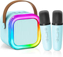 【2025 Newest】 Mini Karaoke Machine for Kids Girls & Boys - Portable Bluetooth Speaker with 2 Wireless Microphones - Kids Birthday Gifts for Ages 4-10 - Kids' Instrument Accessories - Blue by TinyTreasures Baby Boutique