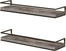 Meangood Floating Shelves Wall Mounted Set of 2, Rustic Wood Wall Storage Shelves for Bedroom,Living Room,Bathroom, Kitchen Pine by CozyNest Decor