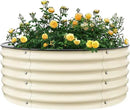 Round Raised Garden Bed Kit, 3.5x3.5x1.4Ft Outdoor Zinc-Aluminum-Magnesium Metal Flower Beds Stainless Steel Patio Ground Planter for Planting Vegetables (Ivory) by GreenHaven Gardens