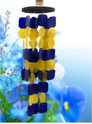 Bellaa 24889 Wind Chimes Outdoor, Garden Decorations, Musical, Indoor/Outside Windchimes, Beach, Ocean Breeze, Gifts for Mom, Gift for All Occasions, Capiz Sea Glass Shells Wood Yellow Blue by CozyNest Decor