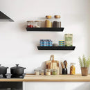 16"x6.8"x1.6" Slanted Floating Wall Shelves 2-Pack - Rustic Black Finish, Heavy-Duty Solid Wood Design with Hidden Brackets - Perfect for Living Room, Kitchen, Bathroom, or Office by CozyNest Decor