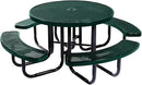 Heavy-Duty Portable Outdoor Picnic Table with Umbrella Hole, Punched Steel Commercial-Grade Patio Dining Furniture Made in America (46" Round Top, Textured Dark Green) by GreenHaven Gardens