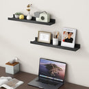 Picture Ledge Shelf for Wall, 24 inch Solid Pine Wood Nursery Book Shelves 2 Packs, Floating Ledge Shelves for Kids' Room Bedroom Bathroom Living Room Photo Frames Office Nursey Wall Decor, Black by TinyTreasures Baby Boutique