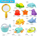 No Hole Bath Toys for Babies 0-6-12 Months+, Wind-up Swimming Ducks & Boat Bath Toys for Kids Ages 1-3, Baby Pool Toys Fishing Net Water Toys Watering Can, Toddler Bath Toys for 1+ Year Old Boy Girl by TinyTreasures Baby Boutique