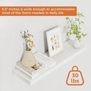 Fun Memories Floating Shelves for Wall, 22.5" Rustic Wood Deep Wall Mounted Shelves with Invisible Brackets for Decor & Storage, Floating Shelf for Living Room, Bathroom (White, Set of 2) by CozyNest Decor