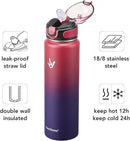 Enerbone 32 oz Insulated Water Bottle, Stainless Steel Bottle with Carrying Strap, Double-Wall Vacuum Insulation Design, Leakproof Sports Bottle with Straw, Keep Drinks Cold or Hot for Hours by CozyNest Decor