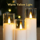 Amagic Pure White Flameless Candles, 9 Pack Battery Operated Candles with Remote and Timer, Acrylic Flickering Electric LED Candles for Wedding, Holiday Decor, D2.2''xH5''6" 7", Warm Yellow Glow by CozyNest Decor