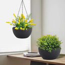 10 inch Hanging Planters for Indoor Outdoor Plants, 2 Pack Hanging Flower Pots with Drainage Holes and Chain for Garden Porch Plants, Round Plastic Hanging Baskets for House Plants, Black by CozyNest Decor