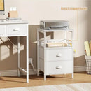 Furologee Nightstands Set of 2, Night Stands with Charging Station, Side Tables with 2 Fabric Drawers, End Tables with Storage Shelves, for Bedroom, White by CozyNest Decor