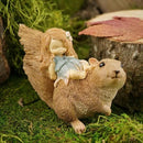 Top Collection Miniature Fairy Garden and Terrarium Statue, Little Fairy Sleeping on Squirrel by GreenHaven Gardens