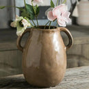 Brown Ceramic Vase with 2 Handles, Modern Farmhouse Decor, Rustic Terracotta Pottery, Decorative Flower Vases, Clay Small Vase, Centerpiece for Dining Table - 7 Inch Tall by GreenHaven Gardens