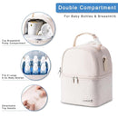 Breastmilk Cooler Bag with Ice Pack Fits 6 Baby Bottles up to 9 Ounce, Breast Milk Pump Cooler Bag with Shoulder Strap for Nursing Mom Daycare, Work, Travel- Cream by TinyTreasures Baby Boutique