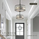 12” 3-Light Modern Crystal Chandeliers Black Dinning Room Light Fixture, Round Pendant Light Kitchen Island Chandelier, Flush Mount Ceiling Light for Living Room Entryway Bedroom Foyer by CozyNest Decor