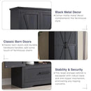 Farmhouse Kitchen Pantry Cabinet - 72" Tall Large Wood Kitchen Storage Cabinets with Adjustable Shelves & 2 Barn Doors & Drawer, Versatile Storage for Dining Room, Bathroom, Living Room, Antique Black by CozyNest Decor