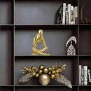 Bookshelf Decor Thinker Statue - Abstract Style Thinker Sculptures Modern Aesthetic Figurine Decoration Statues for Home Decor-Right Thinking-Gold by CozyNest Decor
