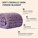 L'AGRATY Chunky Knit Blanket Throw: 50''x60'' Chenille Chunky Knitted Throw Blanket for Bed Couch - Handmade Thick Big Cable Knit Blanket - Large Crochet Rope Blanket for Home Decor(Deep Purple) by CozyNest Decor