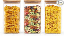 Glass Food Storage Jars Square 44oz, 3 Pack Glass Jars With Bamboo Lids, Kitchen Storage Containers For Spice, Candy, Cookie, Storage For Pantry Organizers by CozyNest Decor
