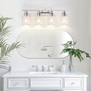 4 Light Bathroom Light Fixtures, Chrome Vanity Lights with Clear Glass Shades, Modern Bathroom Light Fixtures Over Mirror, Modern Bathroom Wall Lamp for Mirror Living Room Cabinet by CozyNest Decor