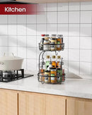 Fruit Basket for Kitchen Counter - 2-Tier Large Capacity Fruit Bowl with Detachable Banana Hanger, Rust-Proof Metal Fruit Holder for Vegetables, Bread, Toiletry,10" D x 10" W x 14" H, Black by CozyNest Decor