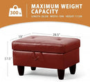 Ottoman Rectangular Storage Ottoman Bench, Faux Leather Footrest, Coffee Table, Stool Footstool with Hinged Lid for Living Room, Bedroom, Entryway, Red, 28.5"x19"x17.5" by CozyNest Decor