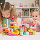 OESSUF Stacking Rocks 26Pcs Stacking Blocks Balancing Stones Wooden Building Toys Wood Stone Stacking Game for Toddler Sorting Preschool Educational Montessori Stacking Rocks for Kids by TinyTreasures Baby Boutique