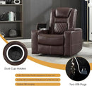 CANMOV Electric Power Recliner Chair Set of 3, Breathable Leather Home Theater Seating with Hidden Arm Storage, Power Recliner Chair with USB Ports and Cup Holders for Living Room,Red Brown by CozyNest Decor