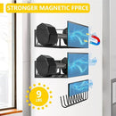 Magnetic Spice Rack Organizer for Fridge Seasoning Organizer for Kitchen storage with Screw or Adhesive Hanging,Magnetic Shelf with Hook for Refrigerator and Oven (Black, 5pack&12pcs) by CozyNest Decor
