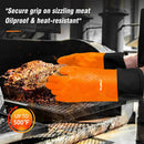 Walfos Silicone BBQ Gloves - Heat Resistant Grilling Gloves, Premium Non-Slip Kitchen Oven Mitt with Protective Cotton Layer Inside, Waterproof, Great for Grilling, Kitchen and Cooking, Orange by GreenHaven Gardens