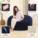 4FT Memory Foam Bean Bag Chair for Adults/Teens, Bean Bag Sofa with Fluffy Removable Cover, for Living Room Bedroom, Blue by CozyNest Decor