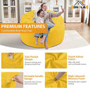 3FT Bean Bag Chair, Comfy Bean Bag Chairs with Memory Foam Filled, Fluffy Beanbag Sofa with Dutch Velvet Cover, Round BeanBag Chairs for Living Room, Playroom - Lemon by TinyTreasures Baby Boutique