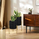 ARNIS Modern Planter Pots, Set of 2 Large Planters with Stand, Decorative Planters, Metal Pots with Drainage Holes for Living Room, Office, Garden or Balcony, 10.5 &12.25 Inch, Matte Black by CozyNest Decor
