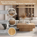 Lift Top Coffee Table with Storage, Solid Wood Coffee Table with Adjustable Height, Fluted Center Table Accent Tea Table for Living Room, Apartment, Office (38.6" Natuall) by CozyNest Decor
