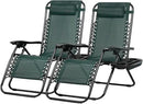 Nazhura Set of 2 Relaxing Recliners Patio Chairs Adjustable Steel Mesh Zero Gravity Lounge Chair Beach Chairs with Pillow and Cup Holder (Dark Green) by CozyNest Decor