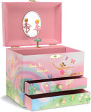 Jewelkeeper Jewelry Box for Girls - Spinning Ballerina Doll to Swan Lake Tune Music Box - Pink Jewelry Boxes for Girls with 2 Drawers - Ideal for Storing Necklaces and Bracelets - 7Lx5Hx6W Inches by TinyTreasures Baby Boutique