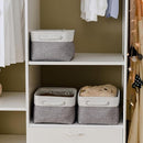 TheWarmHome Storage Bins for Shelves - 13.8L×9.8W×6.7H inch 3 Pack Medium Collapsible Storage Baskets for Organizing | Fabric Storage Cubes for Linen Closet Toy Home (White&Grey) by TinyTreasures Baby Boutique