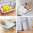 THANSTAR Collapsible Dish Drying Rack Portable Dinnerware Drainer Organizer for Kitchen RV Campers Travel Trailer Space Saving Kitchen Storage Tray by CozyNest Decor