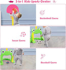 Costzon Toddler Basketball Hoop, 3-in-1 Sports Set for Basketball, Baseball & Football, 6 Height Adjustable Basketball Toy Activity Center for Indoor & Outdoor, Best Gift for Kids (Cute Frog) by TinyTreasures Baby Boutique