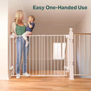 Cumbor 34" Extra Tall No Bottom Bar Baby Gate for Stairs, Auto Close Dog Gate Indoor for Larger Pets, 31.6-48" Hardware Mounted Safety Gate for Doorways, Wide Walk Thru Door for Easy Access (White) by TinyTreasures Baby Boutique