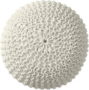 Ornavo Home Pouf Ottoman Foot Rest - 100% Cotton Pouffe - Hand Knitted Cable Braid Cord - Boho Round Stuffed Ottoman for Living Room, Bedroom - Natural by CozyNest Decor
