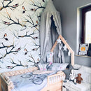 Bed Canopy with Frills Reading Nook Game Tent for Kids Boho Hanging Net Play Room Decor(Light Grey) by TinyTreasures Baby Boutique